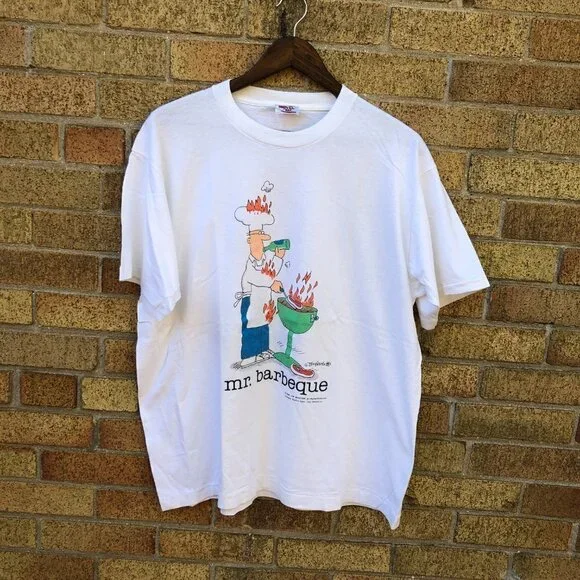 Vintage Single Stitch 1989 Jim Benton Mr. Barbeque Graphic T Shirt XL - Picture 3 of 13
